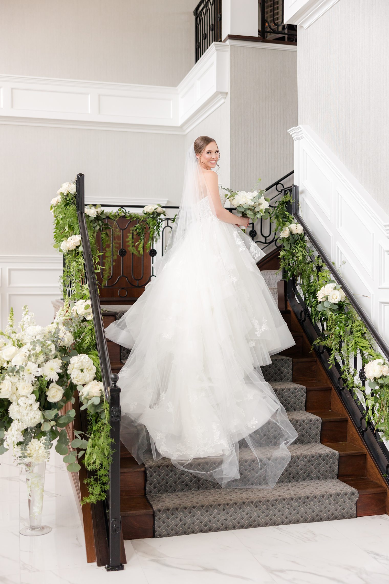 beautiful bride posing her dress