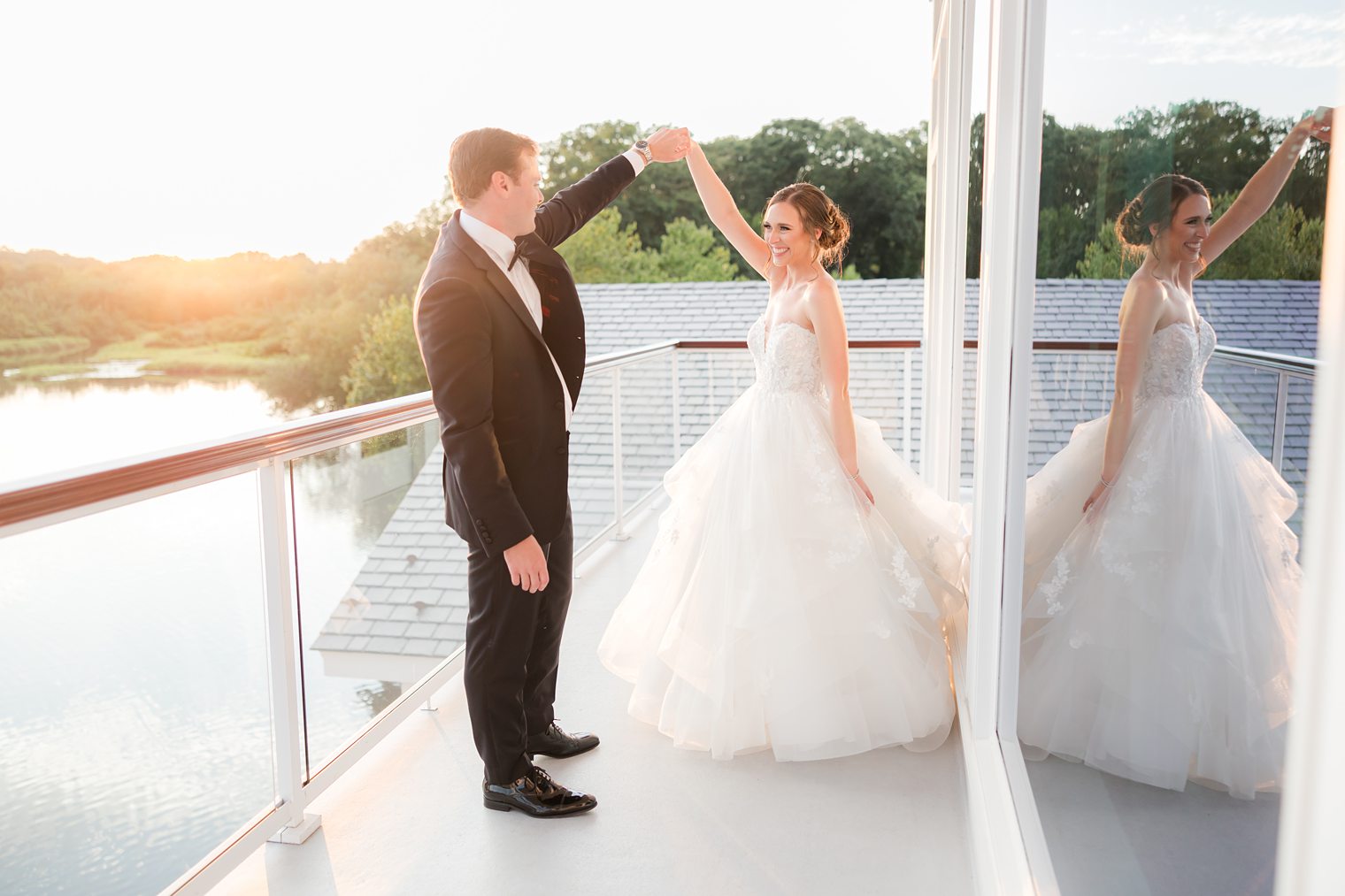 Mr and Mrs enjoying the sunset at their wedding