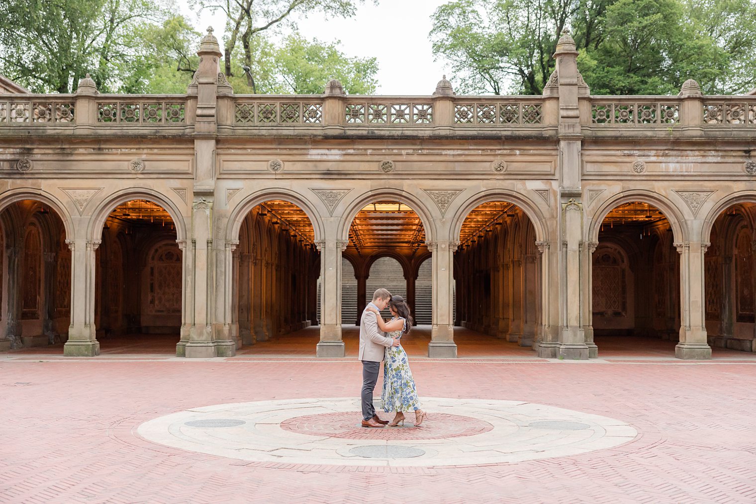 future husband and wife putting head to head at Central Park 