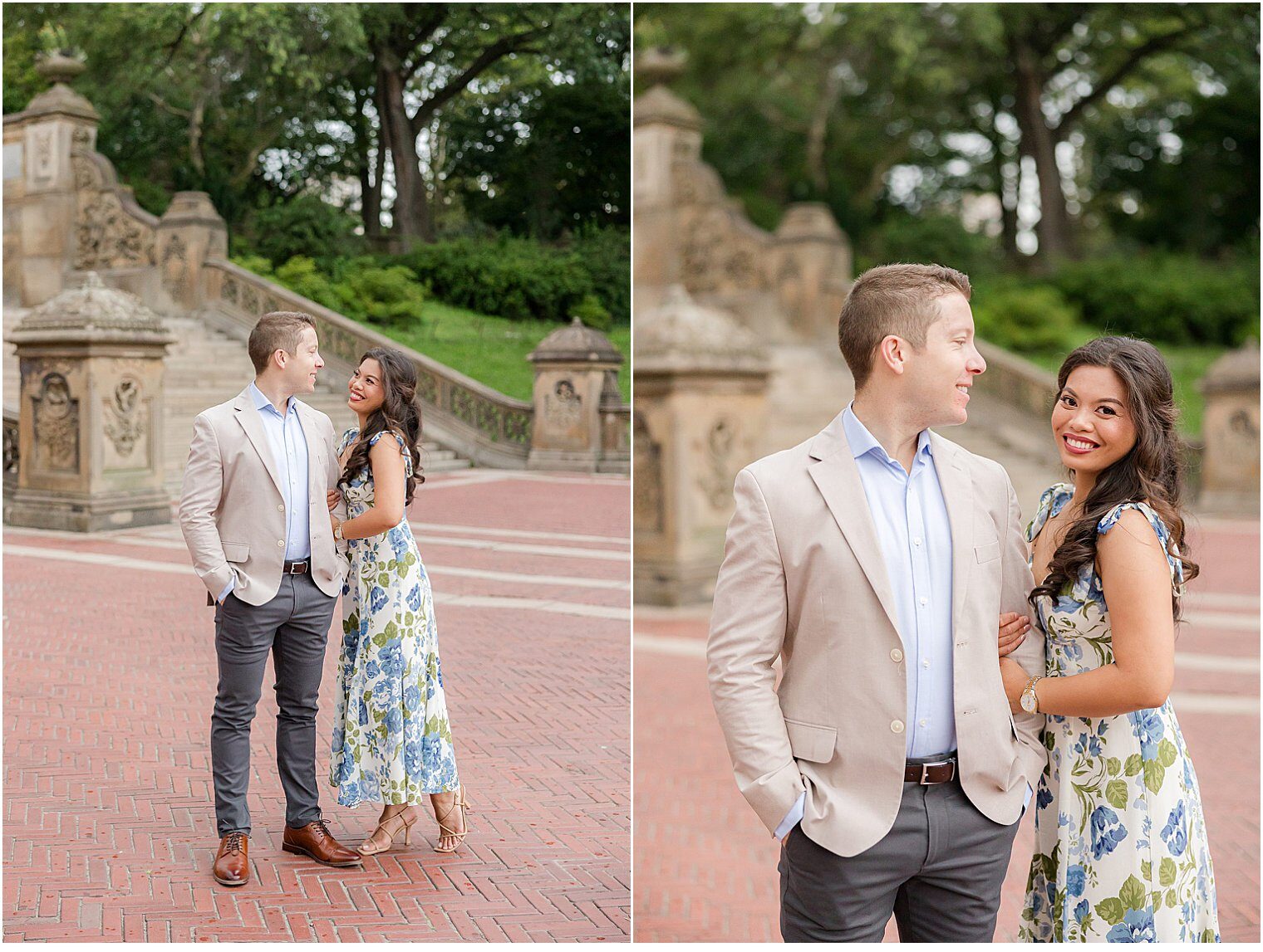 beautiful couple, posing at Central Park for Engagement Session