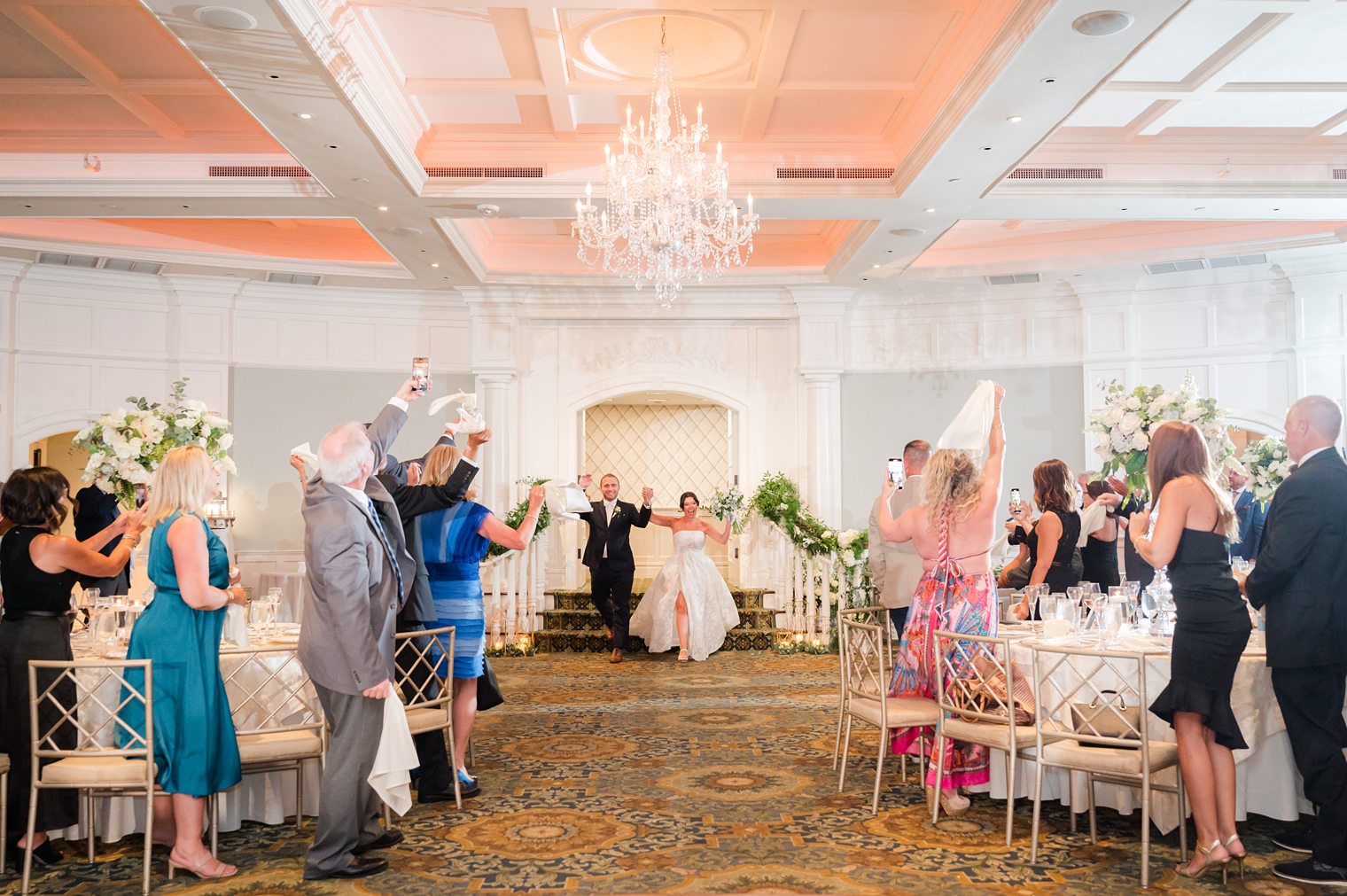 husband and wife making a big entrance 