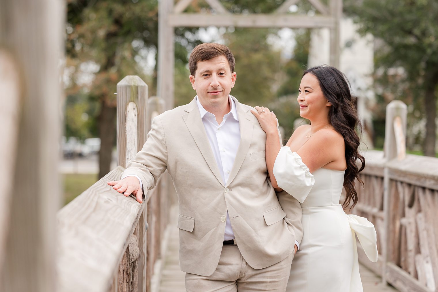 bride looking at her fiancé 