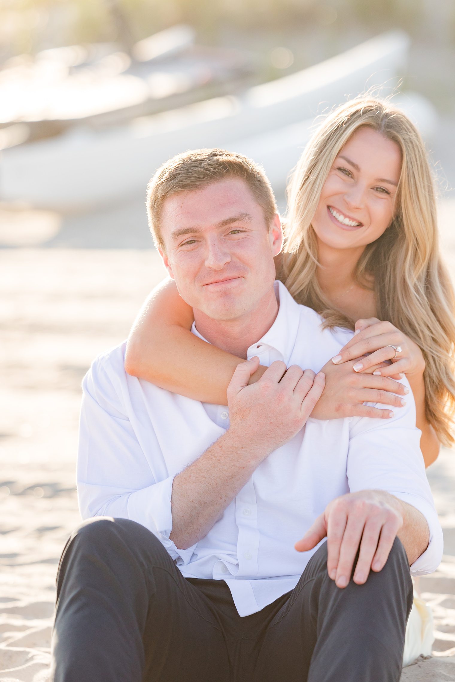 happy couple posing for their engagement session 