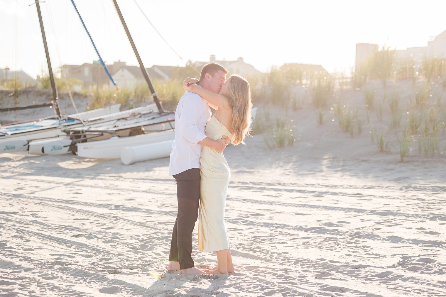 future husband and wife kissing each other