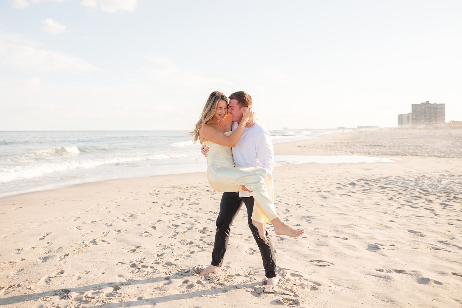 fiancé and his bride having so much fun in their engagement 