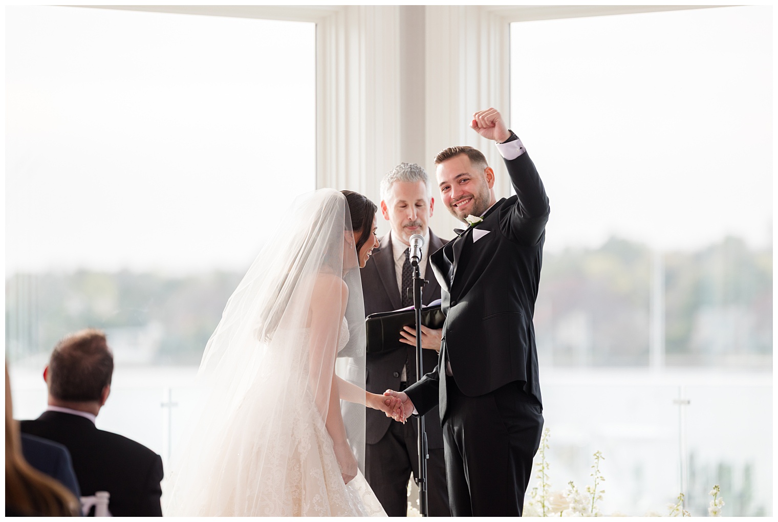 groom celebrating