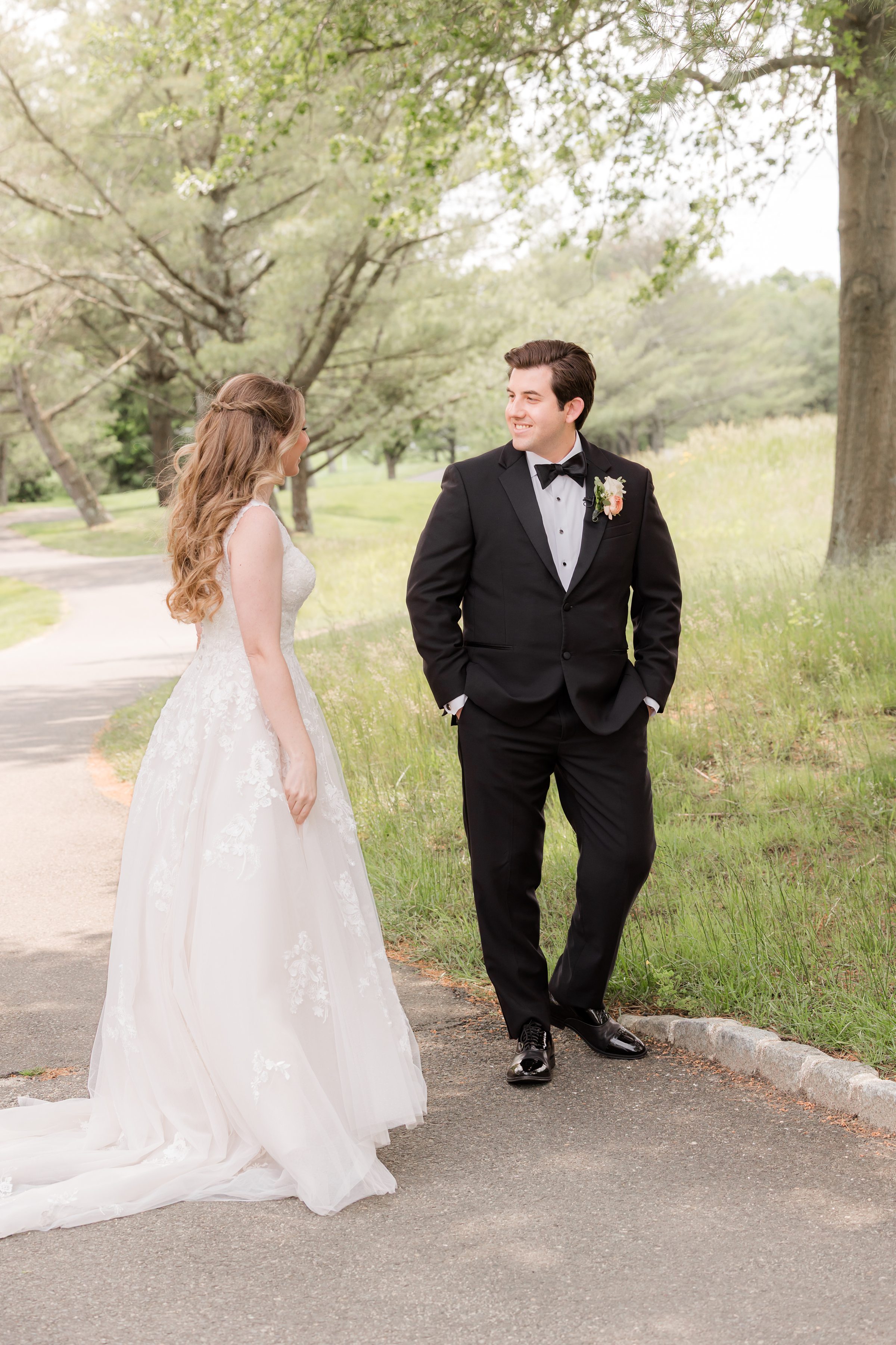 Bride first look with groom