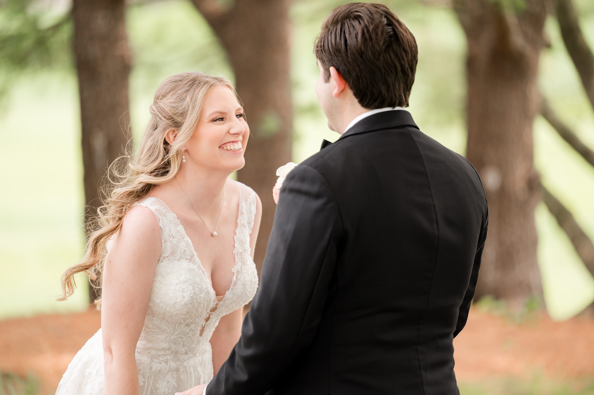 Bride first look with groom