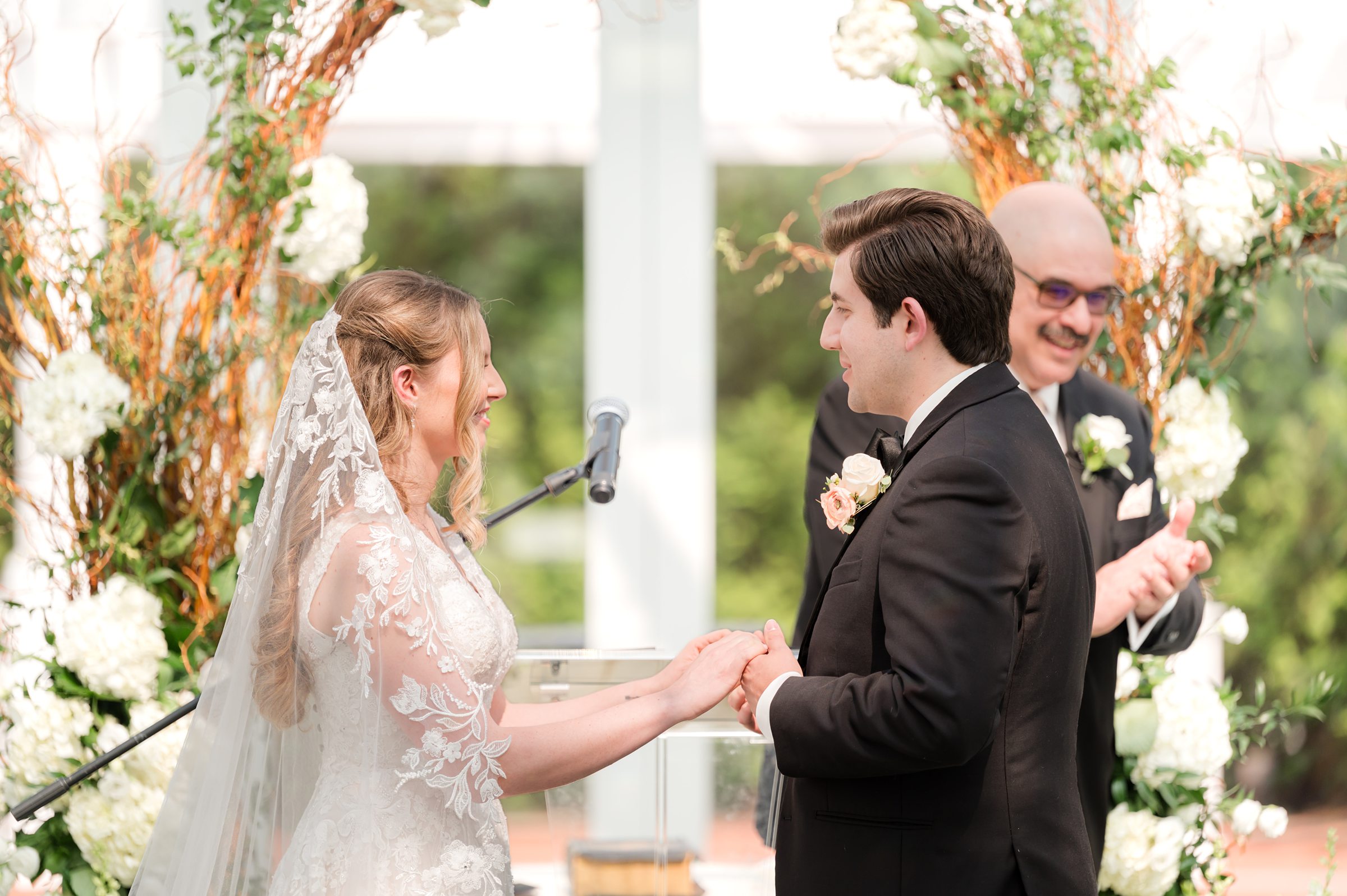 Bride and groom looking at each other during the ceremony