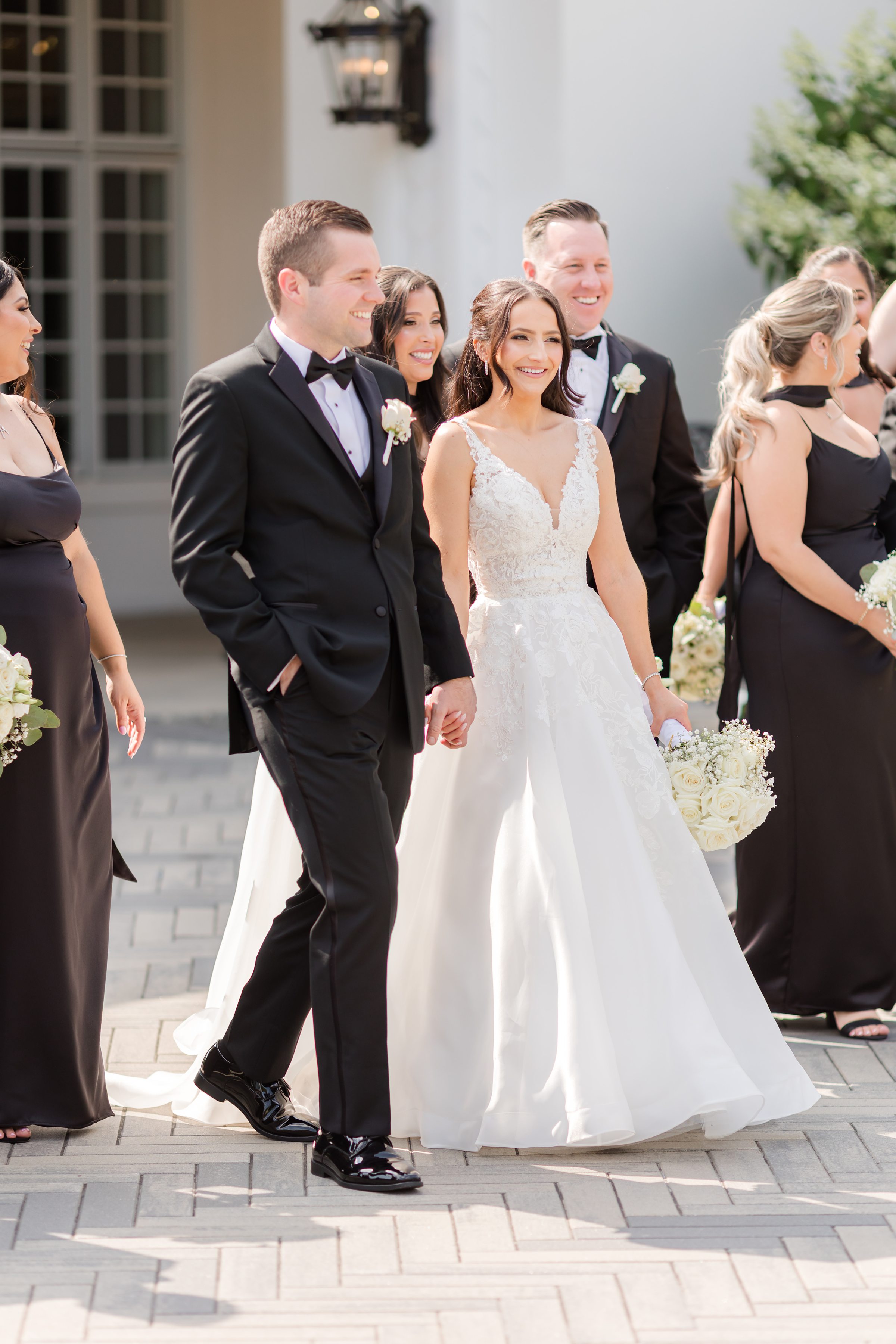 Bride and groom about to walk down the aisle 