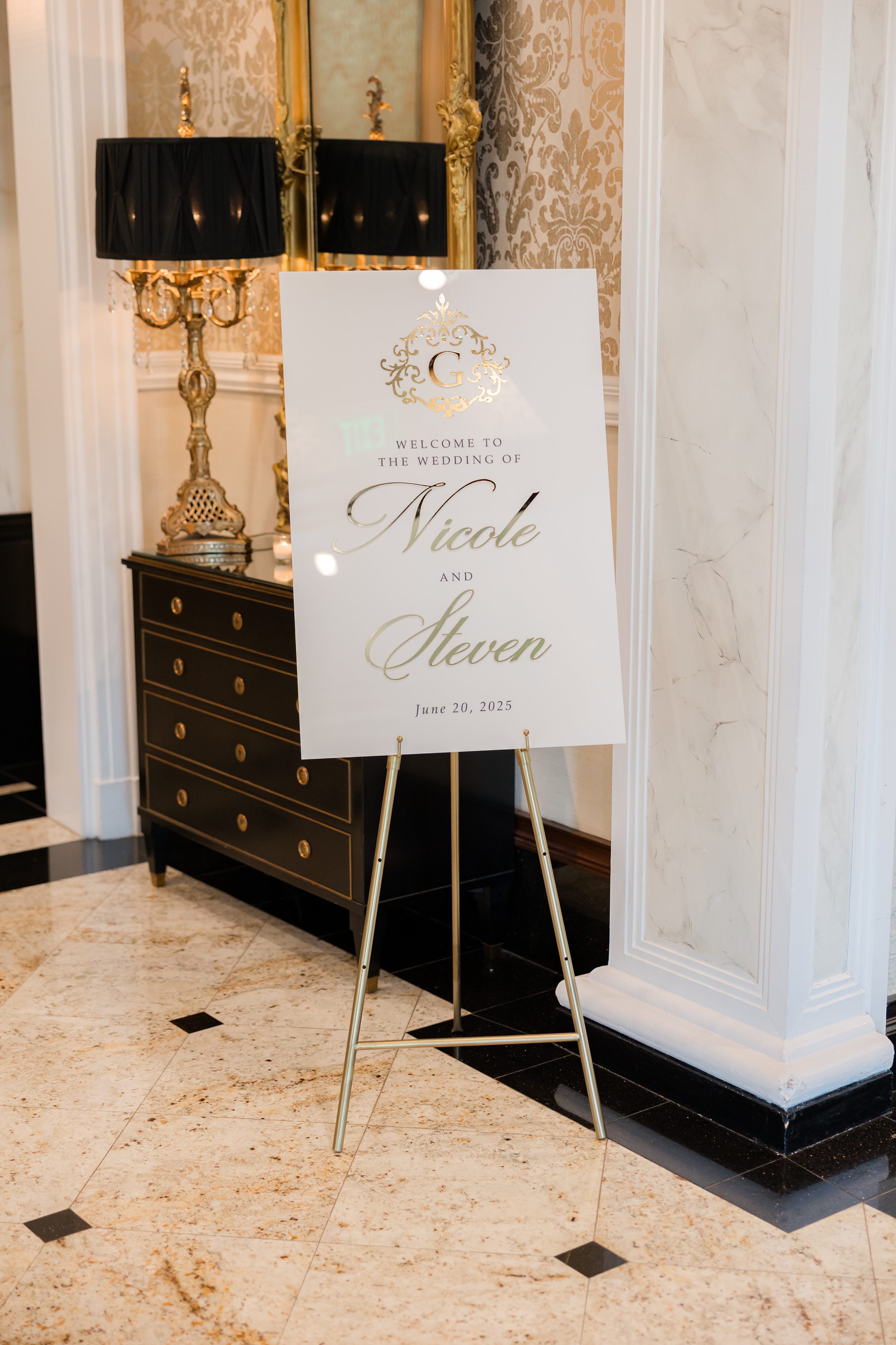 A shot of welcome wedding board 