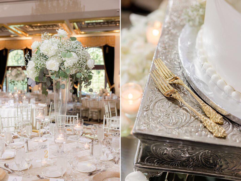 Close-up pictures of table set up and gold spoon 