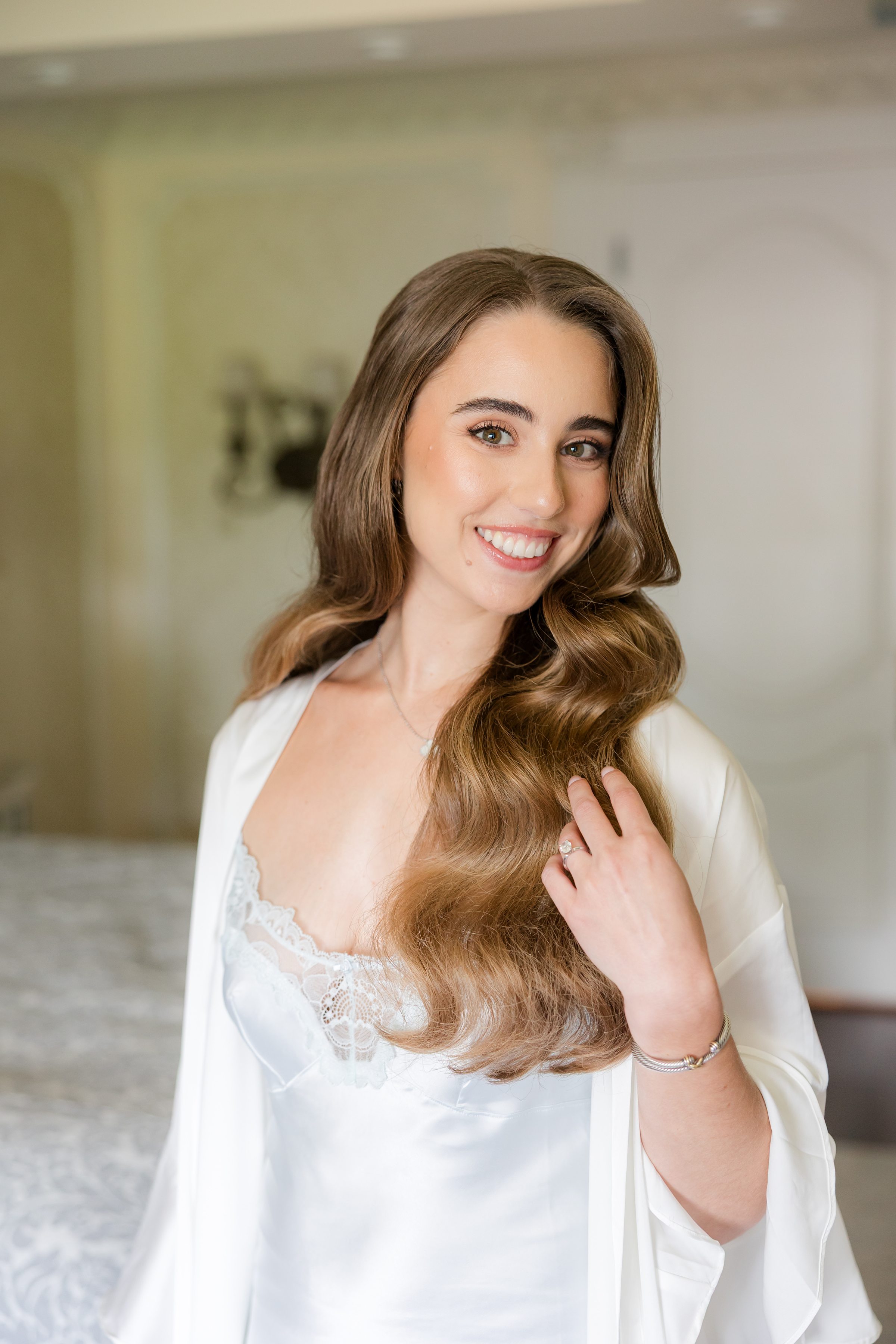 Bride looking at the camera smiling