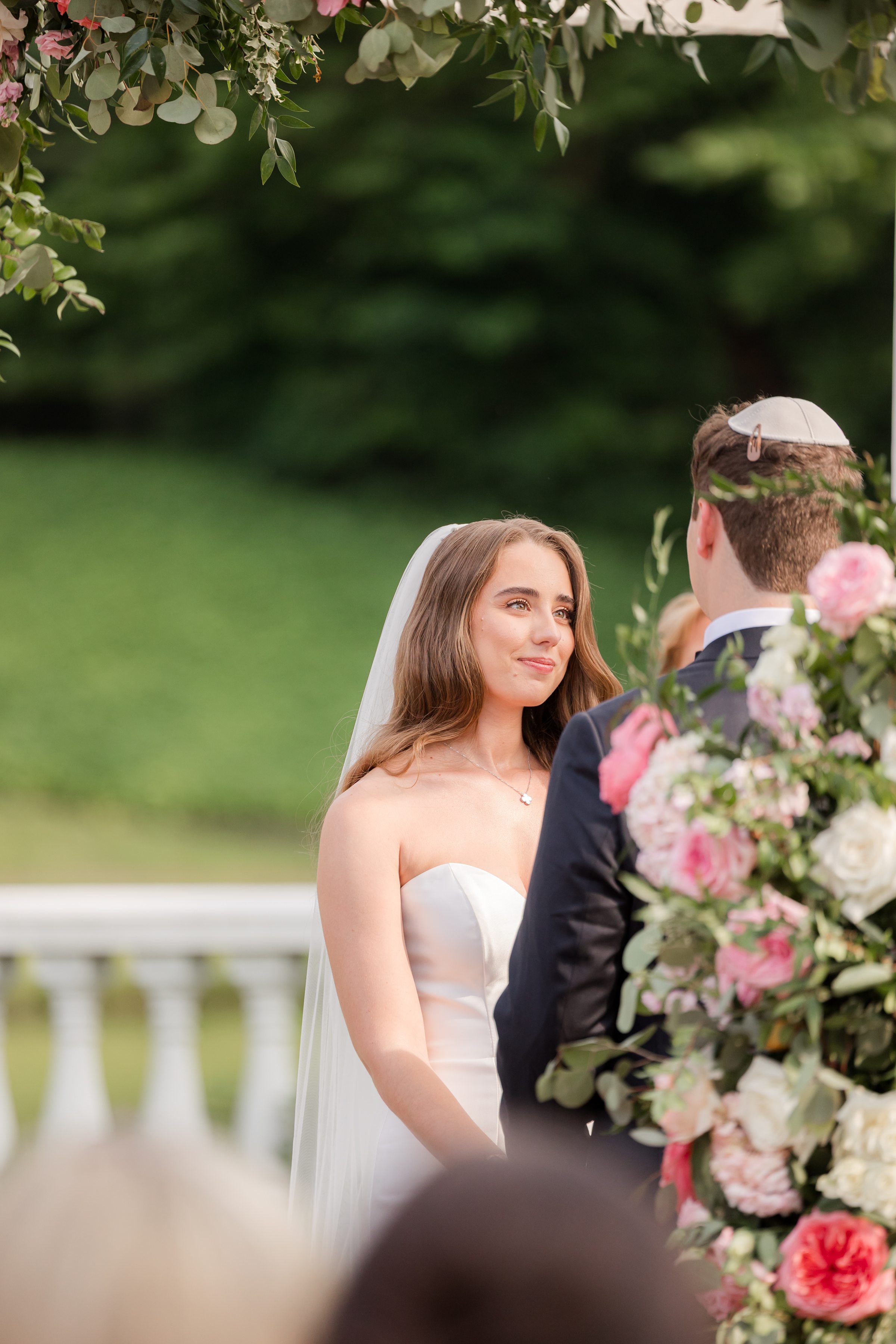 Bride looking at the groom during the ceremony