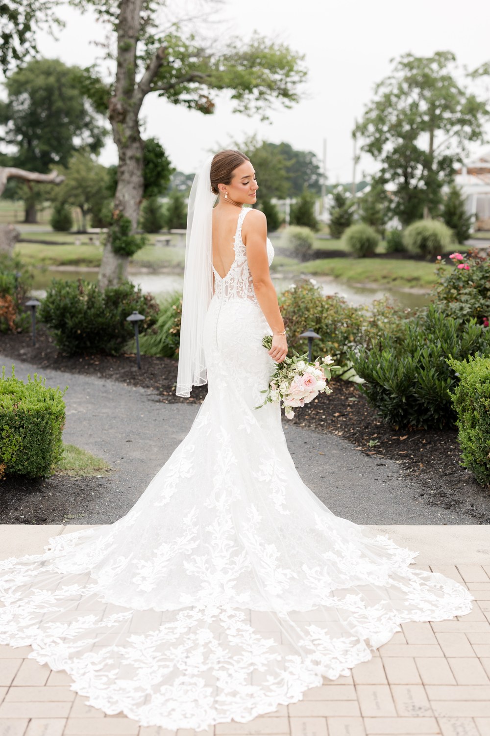Bridal portrait on the garden path at Renault Winery